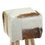 Taburete de cocina de cuero auténtico y madera de teca maciza de vidaXL, Taburetes de cocina - Ref: Foro24-244543, Precio: 15...