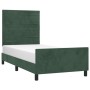 Estructura cama con cabecero terciopelo verde oscuro 90x200 cm de , Camas y somieres - Ref: Foro24-3125797, Precio: 147,23 €,...