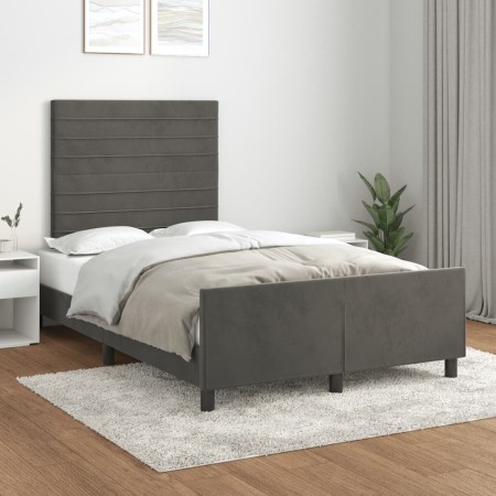 Estructura cama con cabecero terciopelo gris oscuro 120x200 cm de , Camas y somieres - Ref: Foro24-3125807, Precio: 167,74 €,...