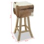 Taburete de cocina de cuero auténtico y madera de teca maciza de vidaXL, Taburetes de cocina - Ref: Foro24-244543, Precio: 15...