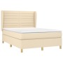 Cama box spring con colchón tela color crema 140x190 cm de , Camas y somieres - Ref: Foro24-3128602, Precio: 511,52 €, Descue...