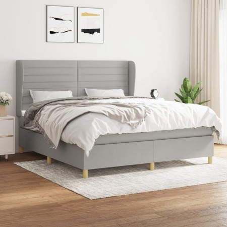 Cama box spring con colchón tela gris claro 180x200 cm de , Camas y somieres - Ref: Foro24-3128621, Precio: 642,12 €, Descuen...