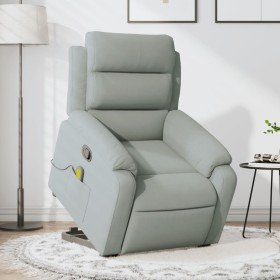Sillón reclinable de masaje elevable terciopelo gris claro en Sillones | Comprar online en Foru.es
