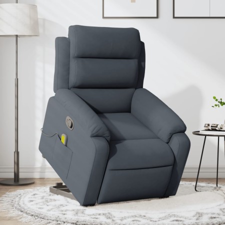 Sillón reclinable de masaje elevable terciopelo gris oscuro en Sillones | Comprar online en Foru.es
