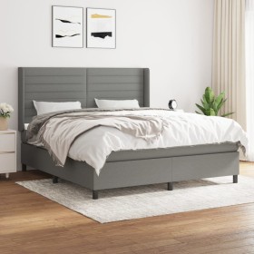 Cama box spring con colchón tela gris oscuro 180x200 cm de , Camas y somieres - Ref: Foro24-3131530, Precio: 636,00 €, Descue...