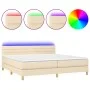 Boxspringbett mit Matratze und LED-Cremestoff 200x200 cm von , Betten und Lattenroste - Ref: Foro24-3133826, Preis: 556,29 €,...