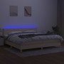 Cama box spring con colchón y LED tela crema 200x200 cm de , Camas y somieres - Ref: Foro24-3133826, Precio: 554,29 €, Descue...