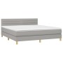 Cama box spring con colchón tela y LED gris claro 180x200 cm de , Camas y somieres - Ref: Foro24-3133813, Precio: 542,53 €, D...