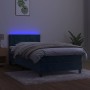 Cama box spring colchón y LED terciopelo azul oscuro 90x200 cm de , Camas y somieres - Ref: Foro24-3134385, Precio: 316,77 €,...