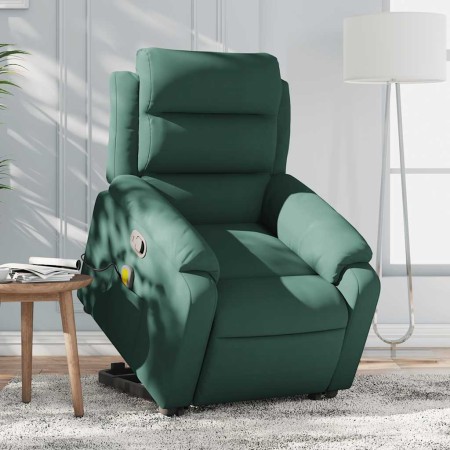 Sillón reclinable de masaje elevable terciopelo verde oscuro en Sillones | Comprar online en Foru.es