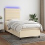 Cama box spring colchón y luces LED tela crema 100x200 cm de , Camas y somieres - Ref: Foro24-3134938, Precio: 345,52 €, Desc...