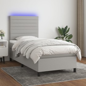 Cama box spring colchón y luces LED tela gris claro 90x200 cm de , Camas y somieres - Ref: Foro24-3134925, Precio: 350,57 €, ...