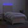 Cama box spring colchón y luces LED tela crema 100x200 cm de , Camas y somieres - Ref: Foro24-3135498, Precio: 352,98 €, Desc...