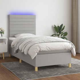 Cama box spring colchón y luces LED tela gris claro 100x200 cm de , Camas y somieres - Ref: Foro24-3135493, Precio: 334,88 €,...