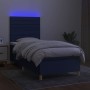 Cama box spring colchón y luces LED tela azul 90x200 cm de , Camas y somieres - Ref: Foro24-3135491, Precio: 360,87 €, Descue...