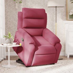Sillón reclinable de masaje elevable terciopelo rojo tinto en Sillones | Comprar online en Foru.es