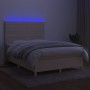 Cama box spring colchón y luces LED tela crema 140x190 cm de , Camas y somieres - Ref: Foro24-3135514, Precio: 505,27 €, Desc...