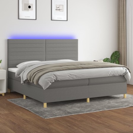 Cama box spring colchón y luces LED tela gris claro 200x200 cm de , Camas y somieres - Ref: Foro24-3135542, Precio: 639,45 €,...