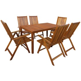 Set de comedor de jardín 7 piezas madera maciza de acacia de vidaXL, Conjuntos de jardín - Ref: Foro24-42611, Precio: 563,94 ...