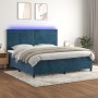 Cama box spring colchón y LED terciopelo azul oscuro 200x200 cm de , Camas y somieres - Ref: Foro24-3136207, Precio: 648,72 €...