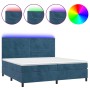Cama box spring colchón y LED terciopelo azul oscuro 200x200 cm de , Camas y somieres - Ref: Foro24-3136207, Precio: 648,72 €...