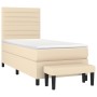Cama box spring con colchón tela color crema 100x200 cm de , Camas y somieres - Ref: Foro24-3136658, Precio: 378,60 €, Descue...