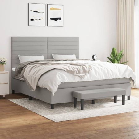 Cama box spring con colchón tela gris claro 180x200 cm de , Camas y somieres - Ref: Foro24-3136693, Precio: 635,76 €, Descuen...