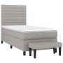 Cama box spring con colchón tela gris claro 90x200 cm de , Camas y somieres - Ref: Foro24-3136645, Precio: 372,09 €, Descuent...