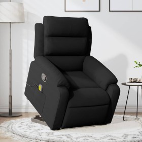 Sillón reclinable de masaje elevable terciopelo negro en Sillones | Comprar online en Foru.es