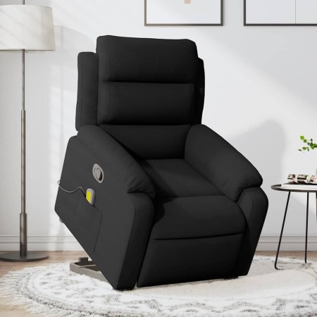 Sillón reclinable de masaje elevable terciopelo negro en Sillones | Comprar online en Foru.es