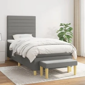 Box spring bed with dark gray fabric mattress 90x190 cm by , Beds and slatted bases - Ref: Foro24-3137198, Price: 336,67 €, D...