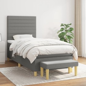 Cama box spring con colchón tela gris oscuro 90x190 cm de , Camas y somieres - Ref: Foro24-3137198, Precio: 342,68 €, Descuen...