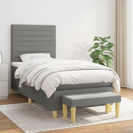 Cama box spring con colchón tela gris oscuro 90x190 cm de , Camas y somieres - Ref: Foro24-3137198, Precio: 342,68 €, Descuen...