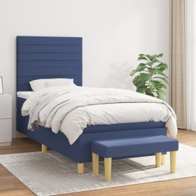 Cama box spring con colchón tela azul 90x190 cm de , Camas y somieres - Ref: Foro24-3137203, Precio: 341,45 €, Descuento: %