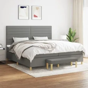 Cama box spring con colchón tela gris oscuro 200x200 cm de , Camas y somieres - Ref: Foro24-3137262, Precio: 730,11 €, Descue...