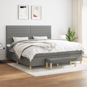 Cama box spring con colchón tela gris oscuro 200x200 cm de , Camas y somieres - Ref: Foro24-3137262, Precio: 727,59 €, Descue...