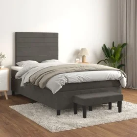 Cama box spring con colchón terciopelo gris oscuro 120x200 cm de , Camas y somieres - Ref: Foro24-3137894, Precio: 405,94 €, ...