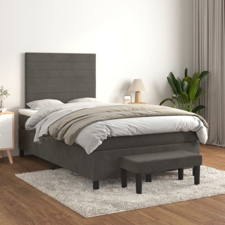 Cama box spring con colchón terciopelo gris oscuro 120x200 cm de , Camas y somieres - Ref: Foro24-3137894, Precio: 421,84 €, ...