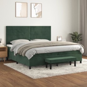 Cama box spring con colchón terciopelo verde oscuro 200x200 cm de , Camas y somieres - Ref: Foro24-3137926, Precio: 805,42 €,...