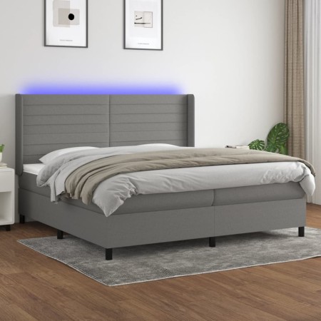 Cama box spring colchón y luces LED tela gris claro 200x200 cm de , Camas y somieres - Ref: Foro24-3138422, Precio: 662,97 €,...