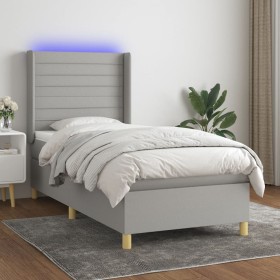 Cama box spring colchón y luces LED tela gris claro 90x200 cm de , Camas y somieres - Ref: Foro24-3138925, Precio: 355,64 €, ...