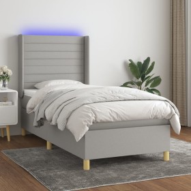 Cama box spring colchón y luces LED tela gris claro 100x200 cm de , Camas y somieres - Ref: Foro24-3138933, Precio: 350,62 €,...