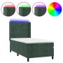 Cama box spring colchón y LED terciopelo verde oscuro 90x200 cm de , Camas y somieres - Ref: Foro24-3139604, Precio: 371,06 €...