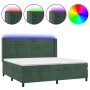 Cama box spring colchón y LED terciopelo verde oscuro 200x200cm de , Camas y somieres - Ref: Foro24-3139646, Precio: 727,02 €...