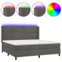 Cama box spring colchón y LED terciopelo gris oscuro 200x200 cm de , Camas y somieres - Ref: Foro24-3139644, Precio: 608,98 €...