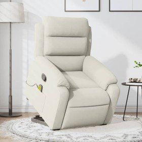 Sillón reclinable de masaje elevable terciopelo crema en Sillones | Comprar online en Foru.es
