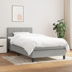 Cama box spring con colchón tela gris claro 90x200 cm de , Camas y somieres - Ref: Foro24-3140025, Precio: 285,34 €, Descuent...