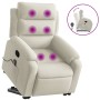 Sillón reclinable de masaje elevable terciopelo crema en Sillones | Comprar online en Foru.es