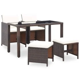 5-teiliges Garten-Essset und braune Kissen aus synthetischem Rattan von vidaXL, Gartensets - Ref: Foro24-42525, Preis: 321,52...