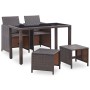 Set comedor de jardín 5 piezas y cojines ratán sintético marrón de vidaXL, Conjuntos de jardín - Ref: Foro24-42525, Precio: 3...